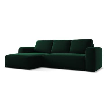 Sofa d'angle convertible Kaila Velours Bottle green