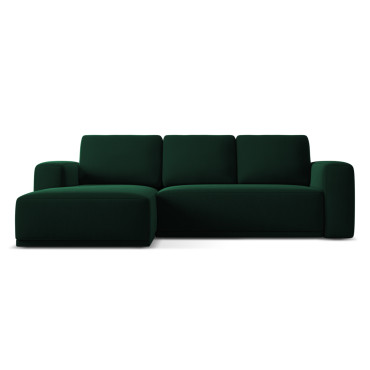 Sofa d'angle convertible Kaila Velours Bottle green