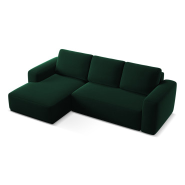 Sofa d'angle convertible Kaila Velours Bottle green