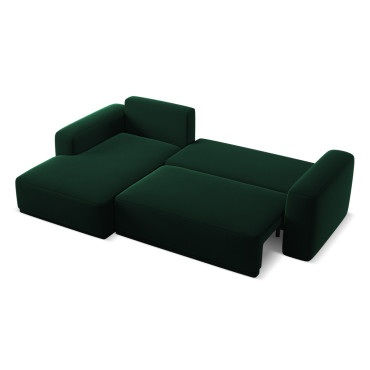 Sofa d'angle convertible Kaila Velours Bottle green