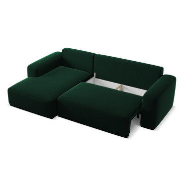 Sofa d'angle convertible Kaila Velours Bottle green