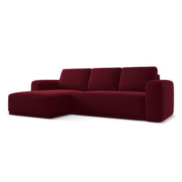 Sofa d'angle convertible Kaila Velours Burgundy