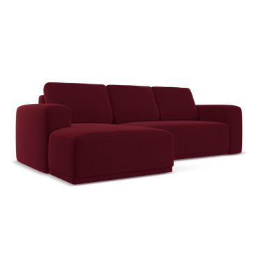 Sofa d'angle convertible Kaila Velours Burgundy