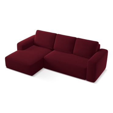 Sofa d'angle convertible Kaila Velours Burgundy