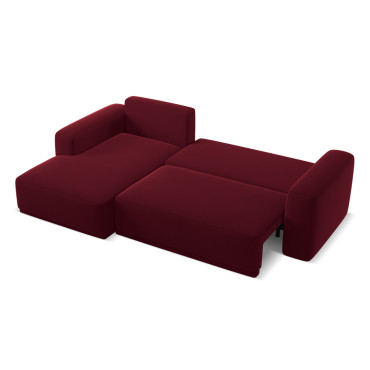 Sofa d'angle convertible Kaila Velours Burgundy