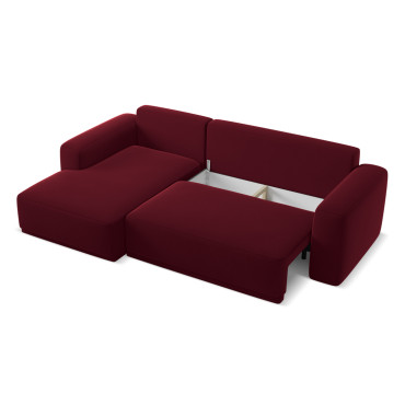 Sofa d'angle convertible Kaila Velours Burgundy