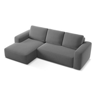 Sofa d'angle convertible Kaila Velours Gray