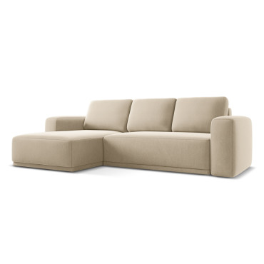 Sofa d'angle convertible Kaila Velours Light beige