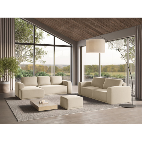 Sofa d'angle convertible Kaila Velours Light beige