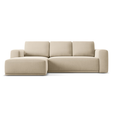 Sofa d'angle convertible Kaila Velours Light beige