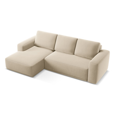 Sofa d'angle convertible Kaila Velours Light beige