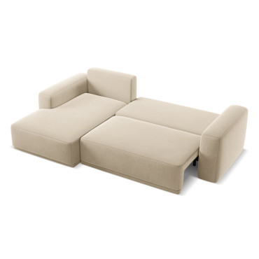 Sofa d'angle convertible Kaila Velours Light beige