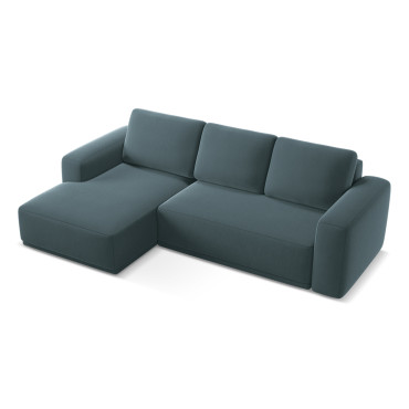 Sofa d'angle convertible Kaila Velours Marine