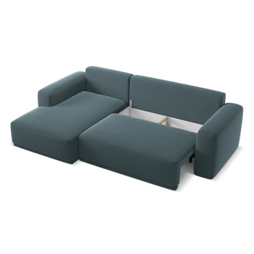 Sofa d'angle convertible Kaila Velours Marine