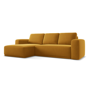 Sofa d'angle convertible Kaila Velours Mustard