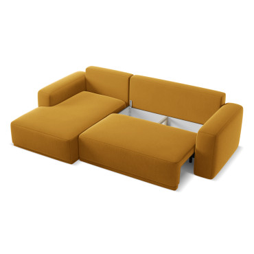 Sofa d'angle convertible Kaila Velours Mustard