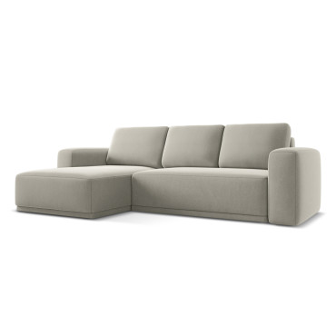 Sofa d'angle convertible Kaila Velours Pearl