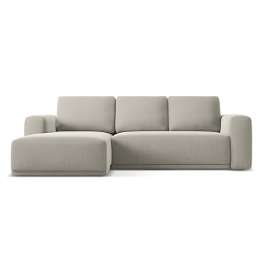 Sofa d'angle convertible Kaila Velours Pearl