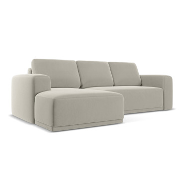 Sofa d'angle convertible Kaila Velours Pearl