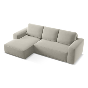 Sofa d'angle convertible Kaila Velours Pearl