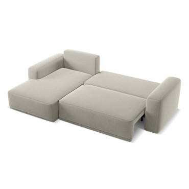 Sofa d'angle convertible Kaila Velours Pearl