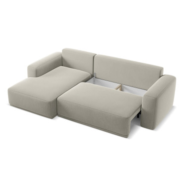 Sofa d'angle convertible Kaila Velours Pearl