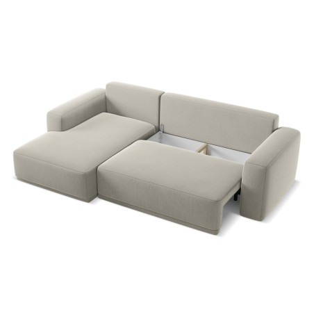 Sofa d'angle convertible Kaila Velours Pearl