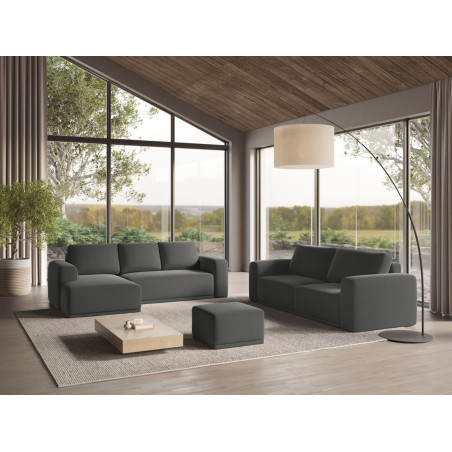 Sofa d'angle convertible Kaila Velours Steel