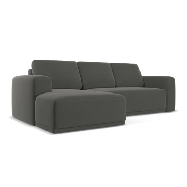 Sofa d'angle convertible Kaila Velours Steel