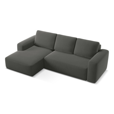 Sofa d'angle convertible Kaila Velours Steel