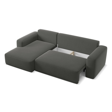 Sofa d'angle convertible Kaila Velours Steel