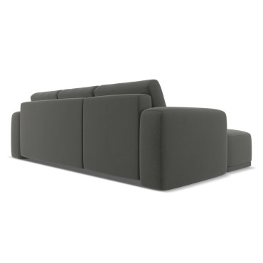 Sofa d'angle convertible Kaila Velours Steel