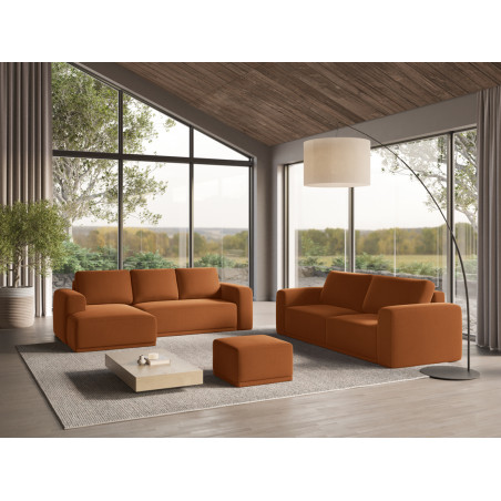 Sofa d'angle convertible Kaila Velours Terracotta