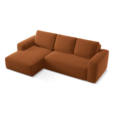 Sofa d'angle convertible Kaila Velours Terracotta