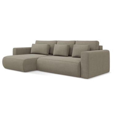 Sofa d'angle convertible Kapua Tissu Dark beige 278x149x82