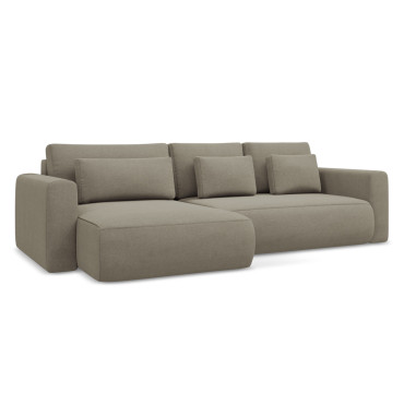 Sofa d'angle convertible Kapua Tissu Dark beige 278x149x82