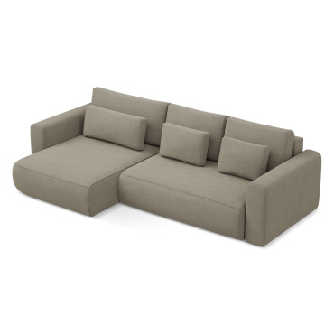 Sofa d'angle convertible Kapua Tissu Dark beige 278x149x82