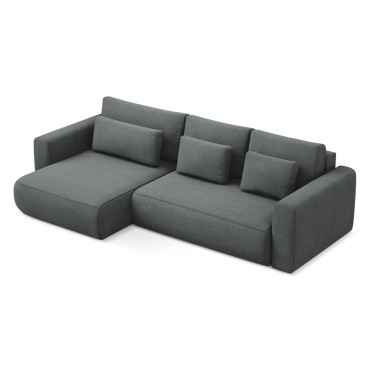 Sofa d'angle convertible Kapua Tissu Gray 278x149x82