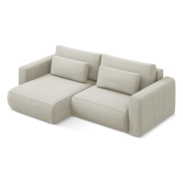 Sofa d'angle convertible Kapua Tissu Light beige 240x149x82