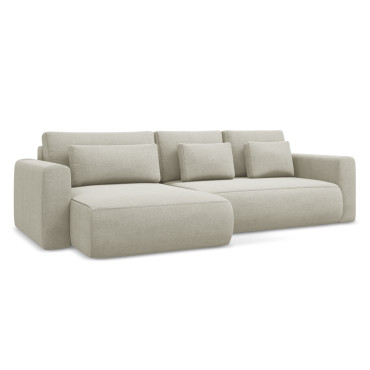 Sofa d'angle convertible Kapua Tissu Light beige 278x149x82