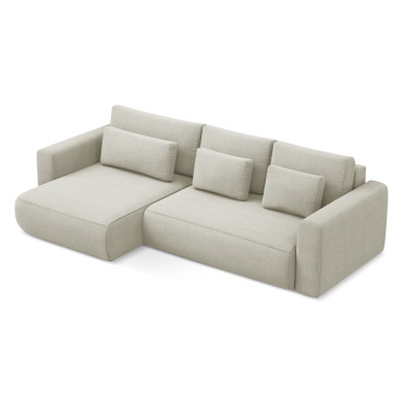 Sofa d'angle convertible Kapua Tissu Light beige 278x149x82