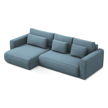 Sofa d'angle convertible Kapua Tissu Light blue 278x149x82