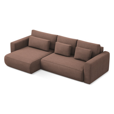 Sofa d'angle convertible Kapua Tissu Powder pink 278x149x82