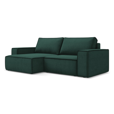 Sofa d'angle convertible Kimo Tissu Bottle green 257x148x82