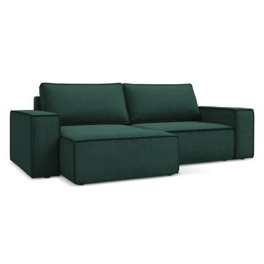 Sofa d'angle convertible Kimo Tissu Bottle green 257x148x82