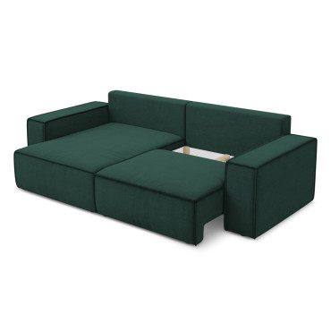 Sofa d'angle convertible Kimo Tissu Bottle green 257x148x82