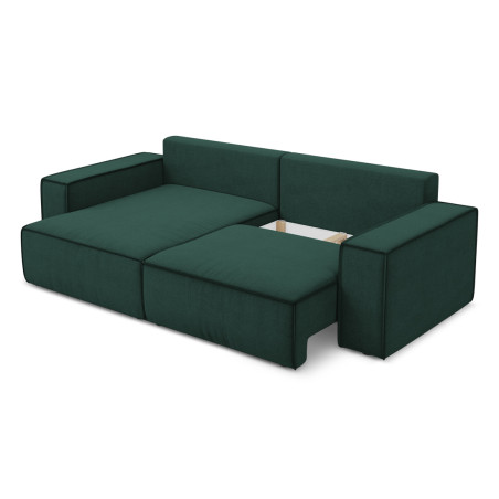 Sofa d'angle convertible Kimo Tissu Bottle green 257x148x82