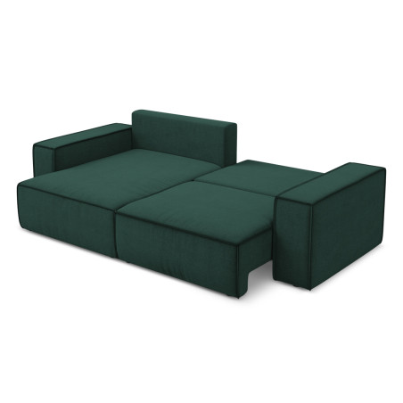 Sofa d'angle convertible Kimo Tissu Bottle green 257x148x82