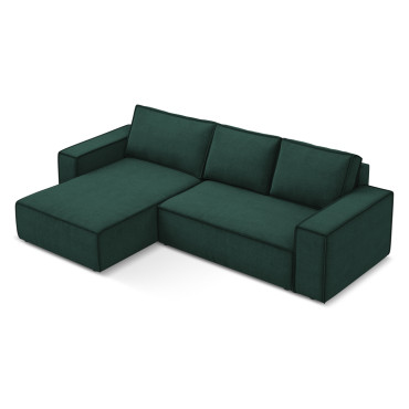 Sofa d'angle convertible Kimo Tissu Bottle green 290x185x82