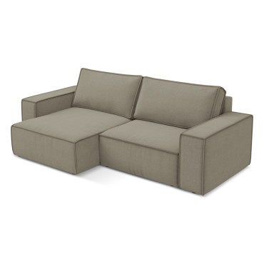 Sofa d'angle convertible Kimo Tissu Dark beige 257x148x82